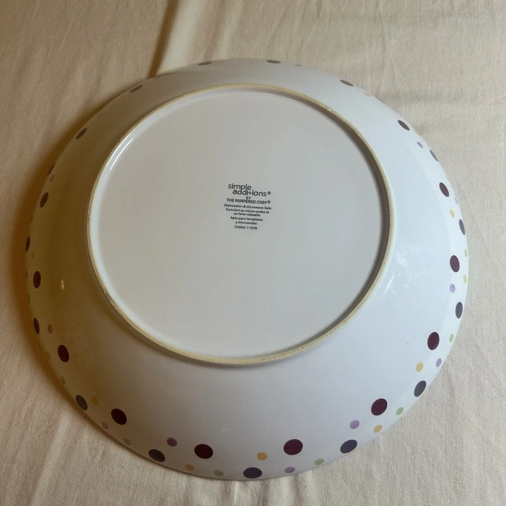 Pampered Chef Simple Additions Large Polka Dot Pasta Serving Bowl 13.5